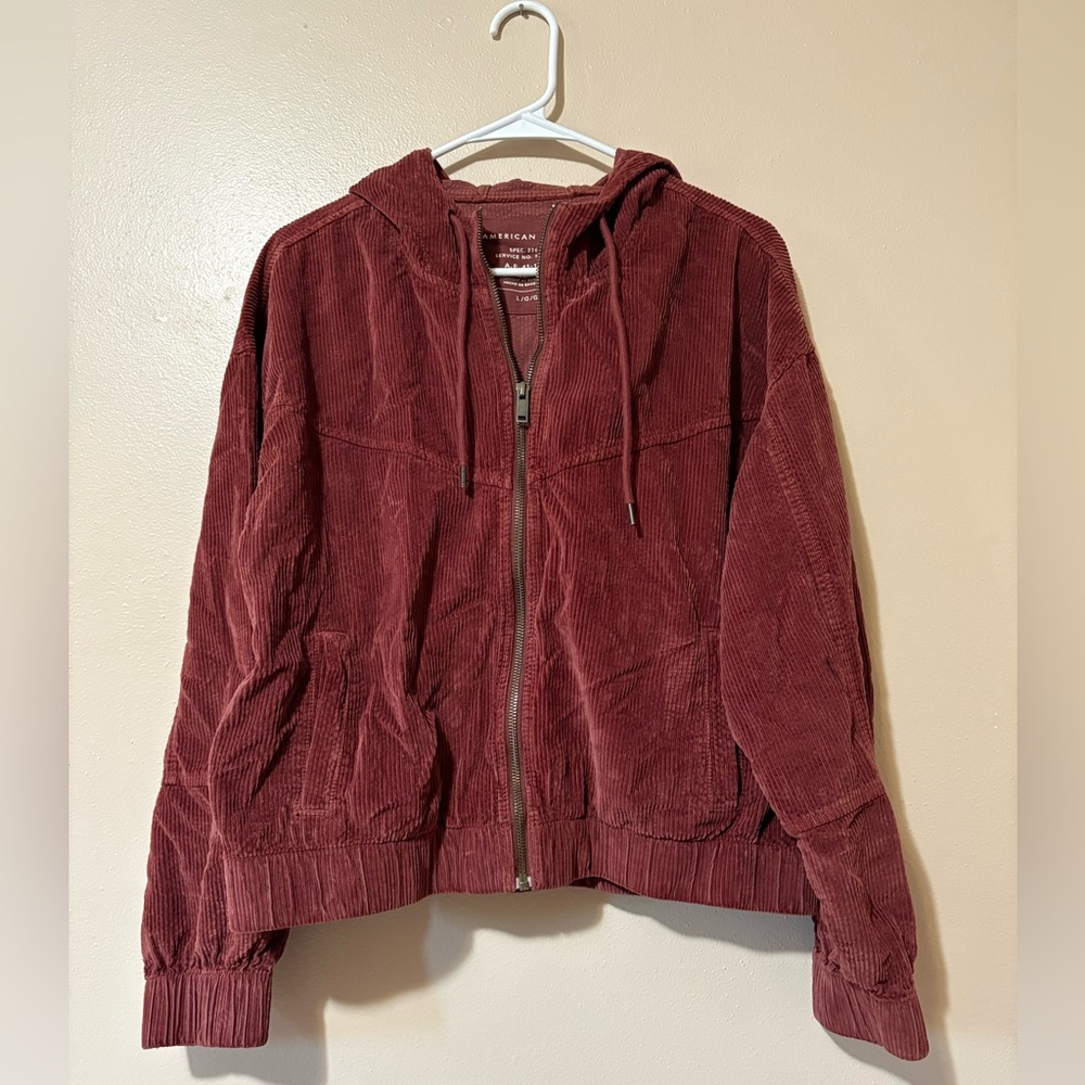 American Eagle Corduroy Cropped Bomber Jacket size Large women’s